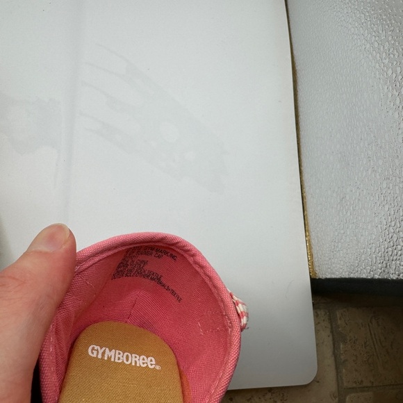 Gymboree Toddler Girl 2T Pink & White Striped Cherry Peep Toe Sandal - Picture 8 of 8